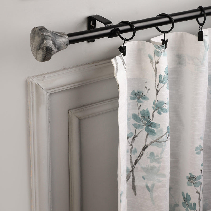 MARBLE HEX FINIAL EXTENDABLE CURTAIN ROD BLACK 19MM (HARDWARE INCLUDED) - The Decor Mart 