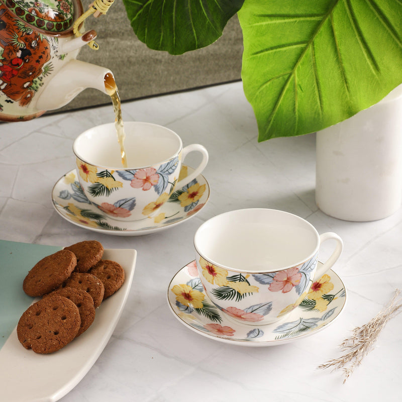 Ceramic Pastel Cup & Saucer- Set of 2 - The Decor Mart 