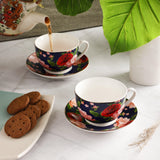 Ceramic Floral Cup & Saucer- Set of 2 - The Decor Mart 