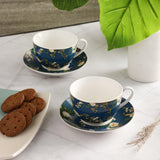 Ceramic Teal Cup & Saucer- Set of 2 - The Decor Mart 