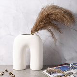 Ceramic Contemporary Vase- White (Large) - The Decor Mart 