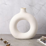 Ceramic Donut Vase- White (Large) - The Decor Mart 