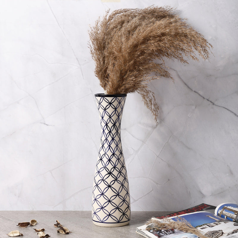 Ceramic Floral Handpainted Vase (Medium) - The Decor Mart 