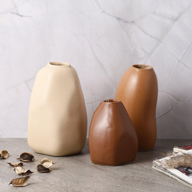 Ceramic Abstract Vase (Small)- Set of 3 - The Decor Mart 