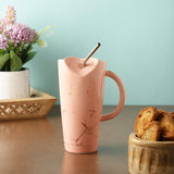 Ceramic Love Straw Mug- Pink - The Decor Mart 