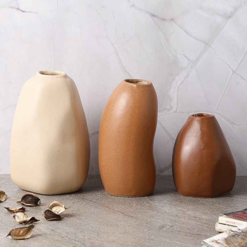 Ceramic Abstract Vase (Small)- Set of 3 - The Decor Mart 