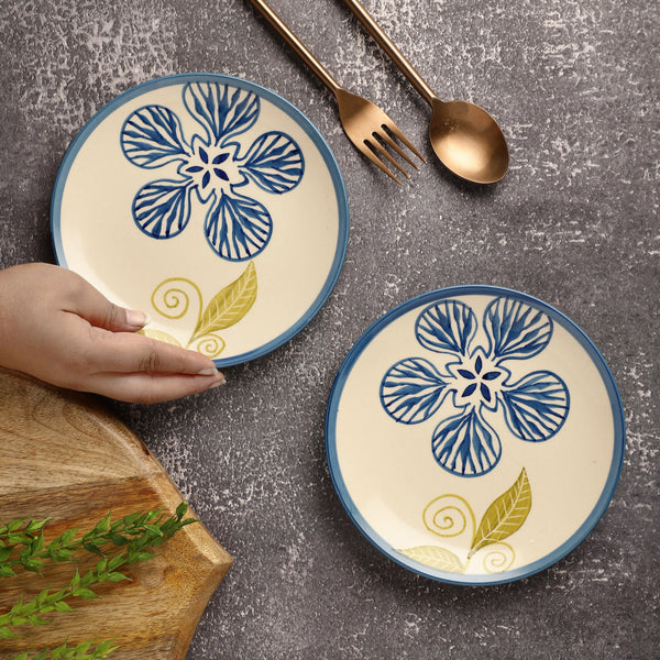 Ceramic Floral Quarter Plate- Set of 2 - The Decor Mart 