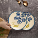 Ceramic Floral Quarter Plate- Set of 2 - The Decor Mart 