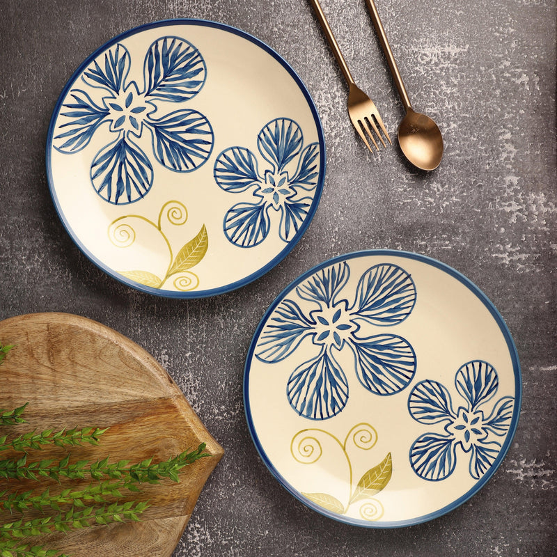 Ceramic Floral Dinner Plate- Set of 2 - The Decor Mart 