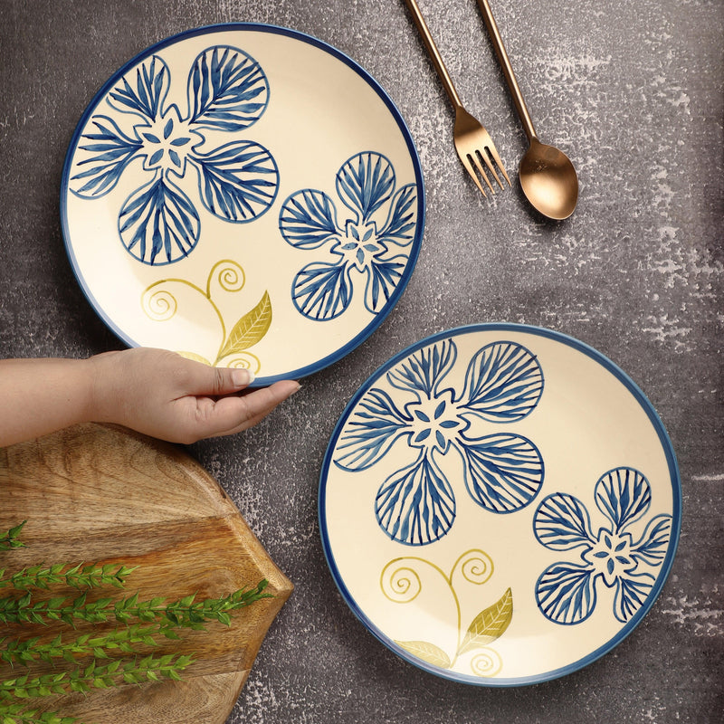 Ceramic Floral Dinner Plate- Set of 2 - The Decor Mart 