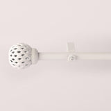 PERFORATED WHITE METAL FINIAL EXTENDABLE CURTAIN ROD WHITE 19MM (HARDWARE INCLUDED) - The Decor Mart 