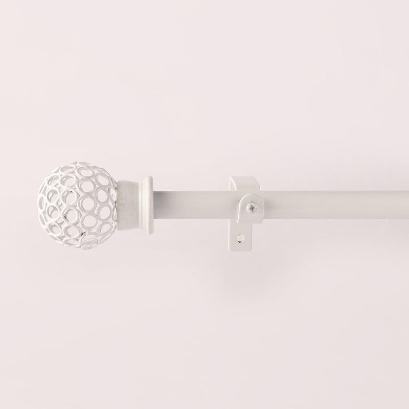 VENTILIA METAL FINIAL EXTENDABLE CURTAIN ROD WHITE 25MM (HARDWARE INCLUDED) - The Decor Mart 