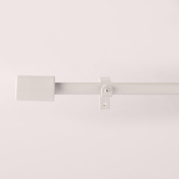 WHITE MATTE FINIAL EXTENDABLE CURTAIN ROD WHITE 19MM (HARDWARE INCLUDED) - The Decor Mart 