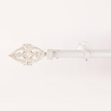 BAROQUE WOOD FINIAL EXTENDABLE DOUBLE CURTAIN ROD WHITE 19MM (HARDWARE INCLUDED) - The Decor Mart 