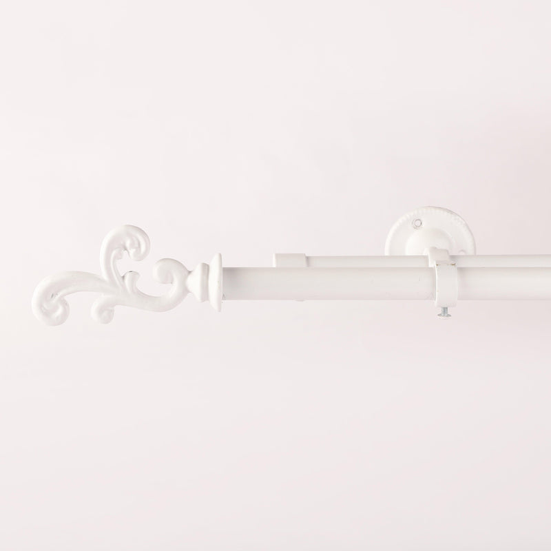 REGAL METAL FINIAL EXTENDABLE DOUBLE CURTAIN ROD WHITE 19MM (HARDWARE INCLUDED) - The Decor Mart 
