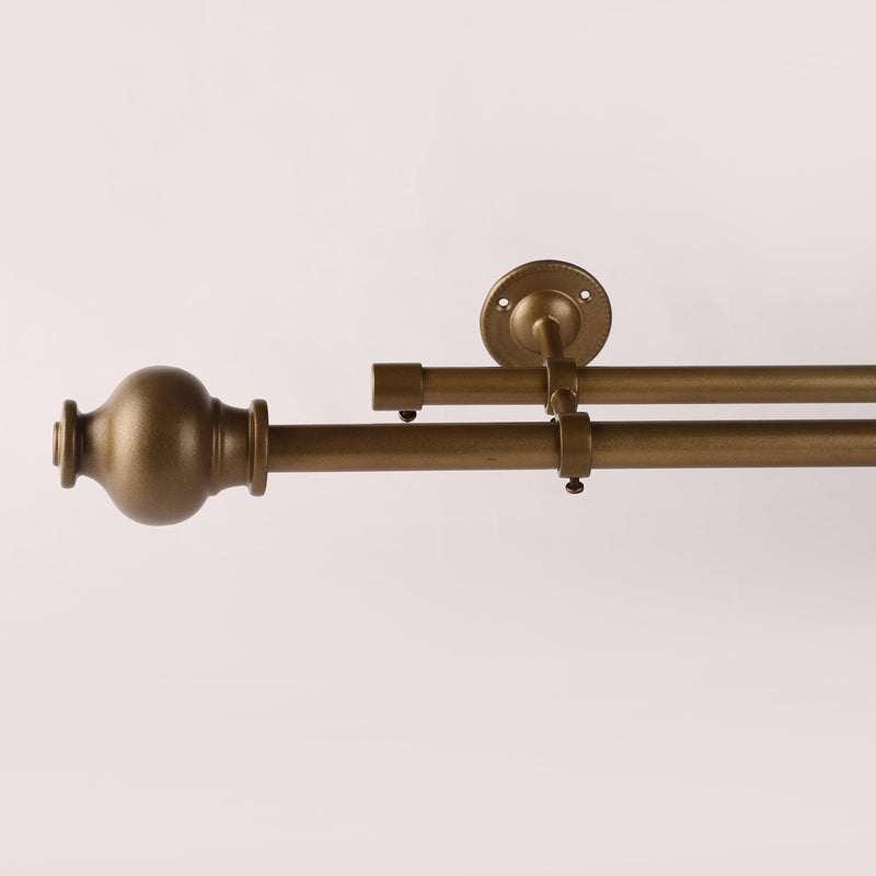 GOLD TYPHO FINIAL EXTENDABLE DOUBLE CURTAIN ROD GOLD 19MM (HARDWARE INCLUDED) - The Decor Mart 