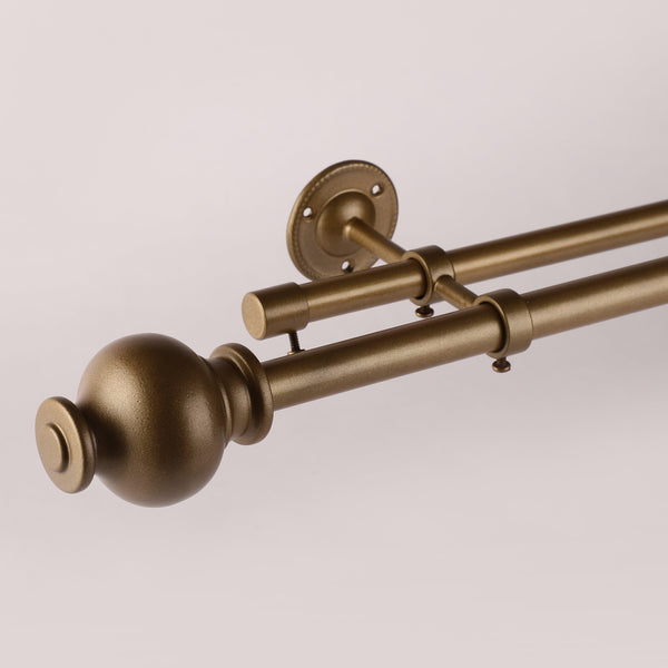 GOLD TYPHO FINIAL EXTENDABLE DOUBLE CURTAIN ROD GOLD 19MM (HARDWARE INCLUDED) - The Decor Mart 