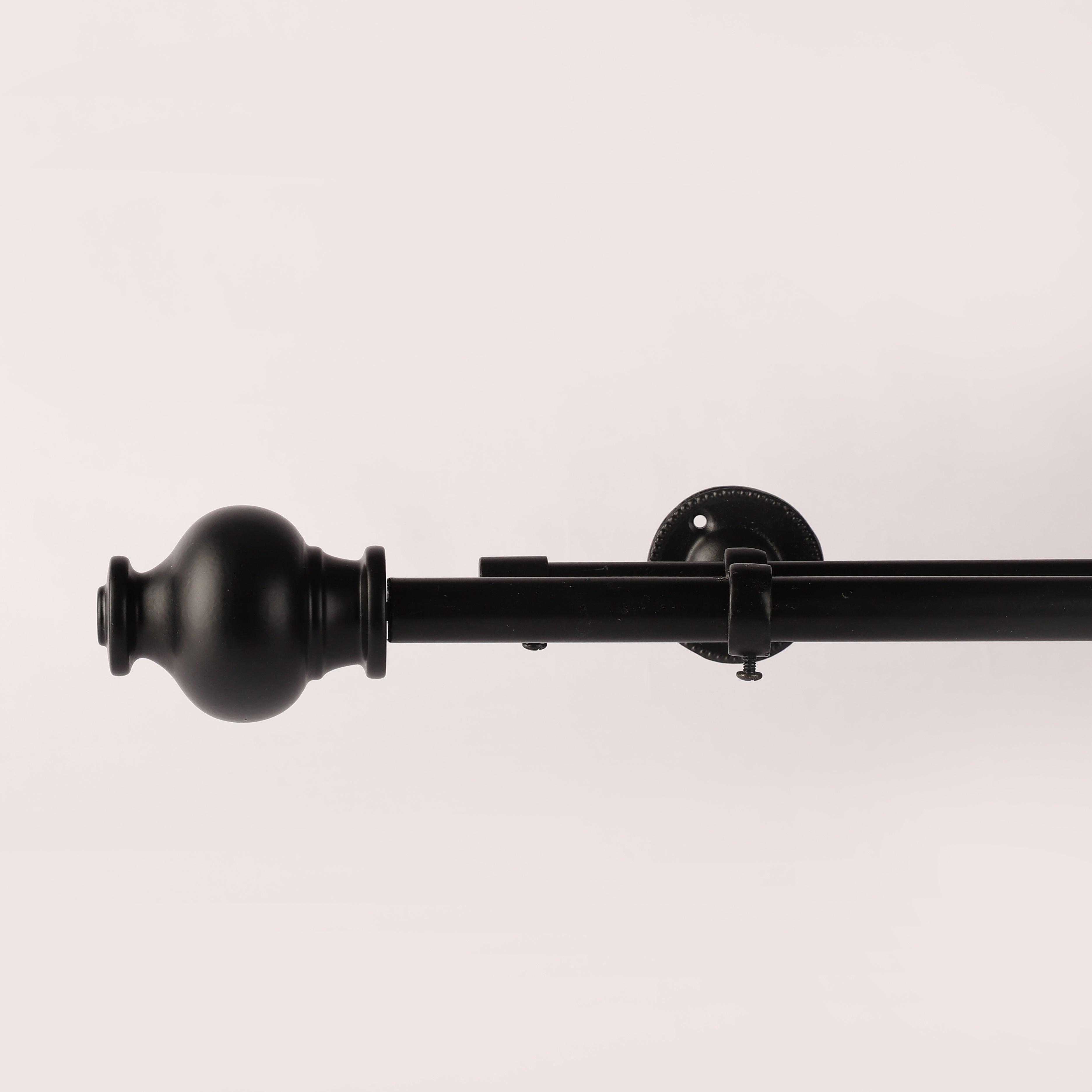 BLACK TYPHO FINIAL EXTENDABLE DOUBLE CURTAIN ROD BLACK 19MM (HARDWARE