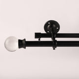 GLASS BALL FINIAL EXTENDABLE DOUBLE CURTAIN ROD BLACK 19MM (HARDWARE INCLUDED) - The Decor Mart 