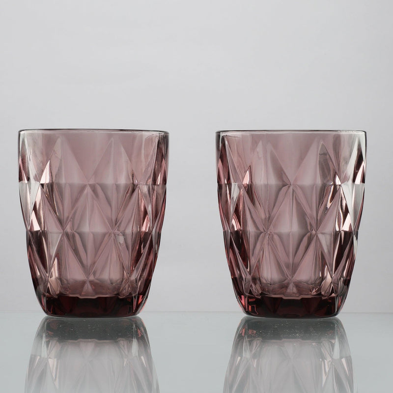 Glass Tinted Drinking Glass- Plum (Set Of 2) - The Decor Mart 