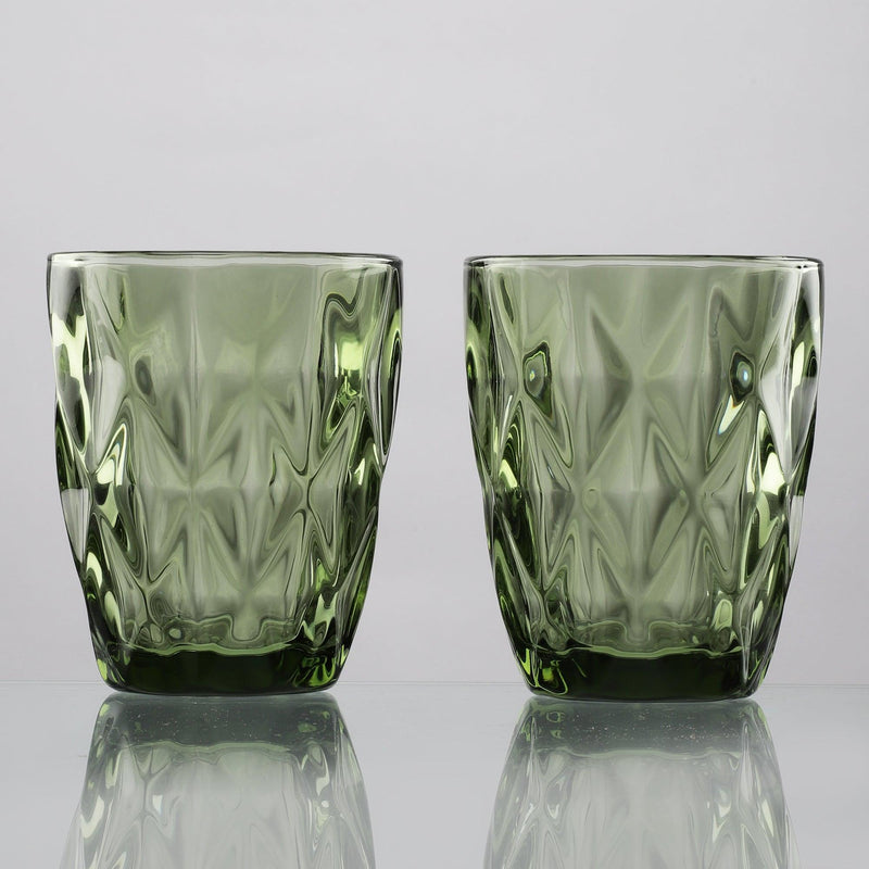 Glass Tinted Drinking Glass- Sage (Set Of 2) - The Decor Mart 