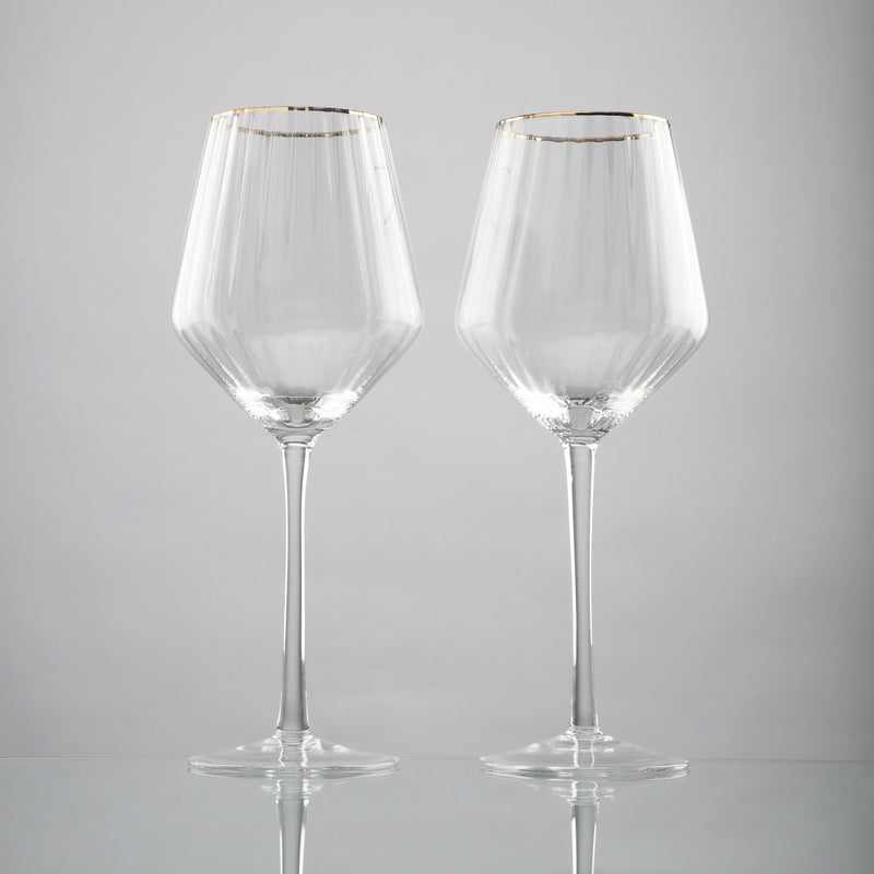 Ribbed Wine Glass- Set Of 2 - The Decor Mart 