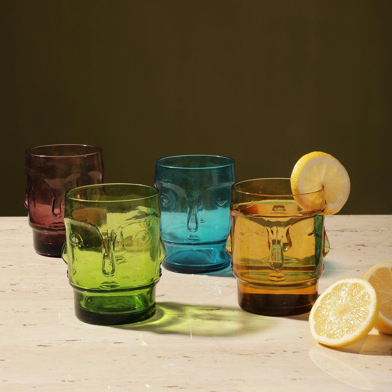 Glass Assorted Malibu Short Tiki  Glass- Set Of 2 - The Decor Mart 