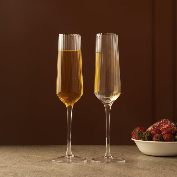 Ribbed Champagne Glass - Set of 2 - The Decor Mart 