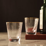 Hammered Gold Rim Whiskey Glass- Set Of 2 - The Decor Mart 
