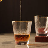 Hammered Gold Rim Whiskey Glass- Set Of 2 - The Decor Mart 