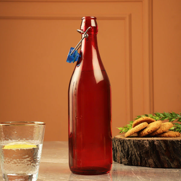 Glass Tint Flip Bottle- Red - The Decor Mart 