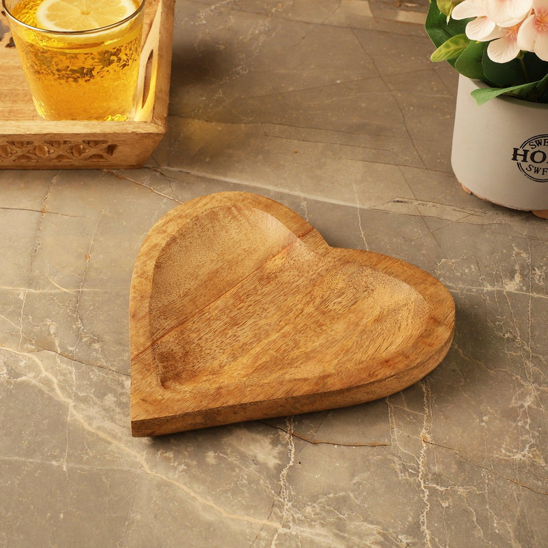 Heart Shaped Wooden Platter - The Decor Mart 