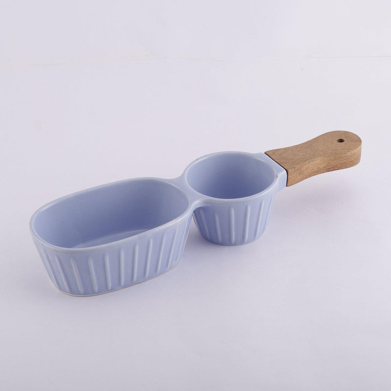Ceramic Chip & Dip Serving Bowl- Blue - The Decor Mart 