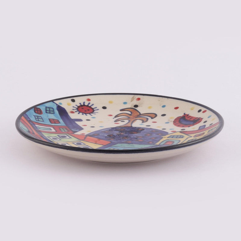 Ceramic Folk Handpainted Dinner Plate- Set of 2 - The Decor Mart 