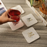 Gold Inlay Marble Coaster - White (Set of 4) - The Decor Mart 