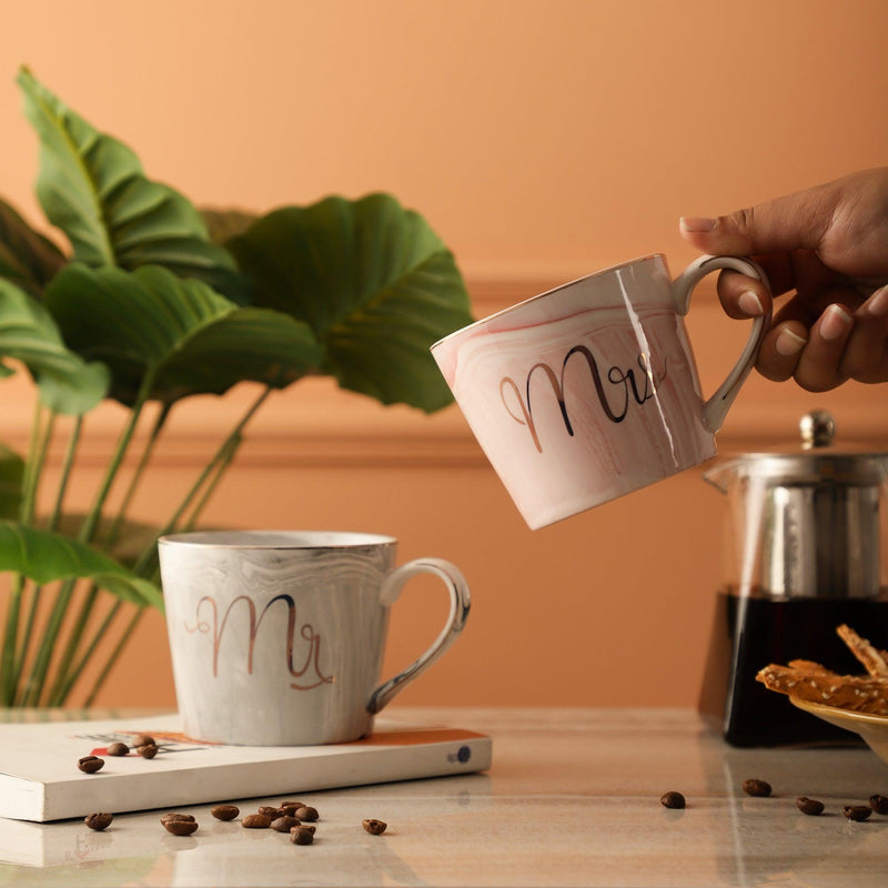 Ceramic Mr & Mrs Minimal Mug  (Set of 2) - The Decor Mart 