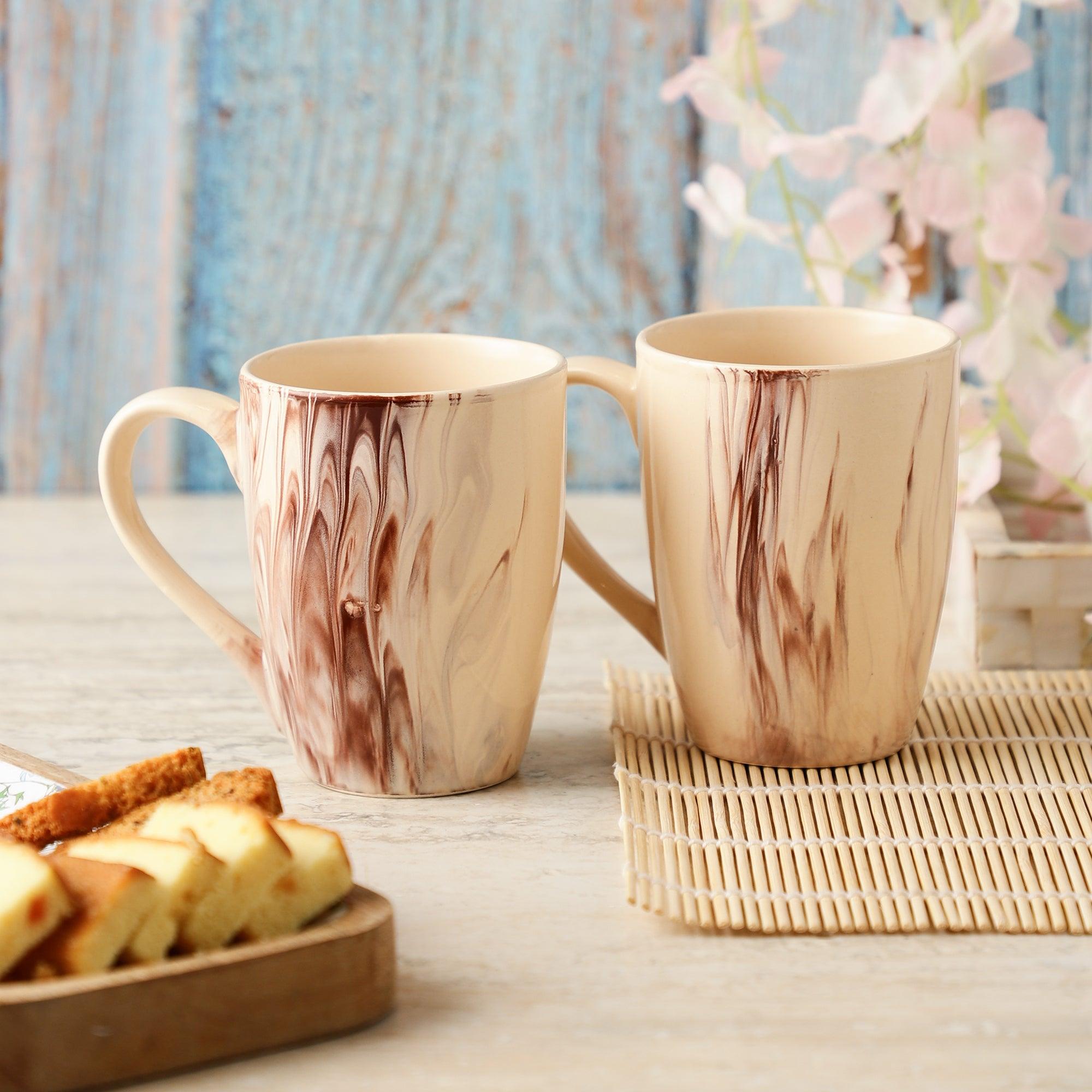 Marble Finish Cups- Set of 2 – The Decor Mart