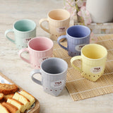 Ceramic Pastel Typographic Tea  cups - Set of 6 - The Decor Mart 