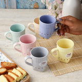 Ceramic Pastel Typographic Tea  cups - Set of 6 - The Decor Mart 