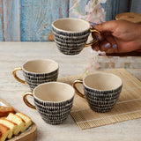 Ceramic B&W Tribal Stripe Cup- Set of 4 - The Decor Mart 