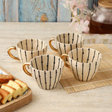 Ceramic B&W Stripe Cup- Set of 4 - The Decor Mart 