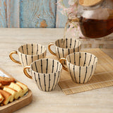 Ceramic B&W Stripe Cup- Set of 4 - The Decor Mart 