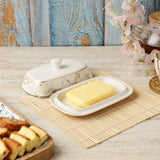 Marble  Ceramic Butter Dish -White - The Decor Mart 
