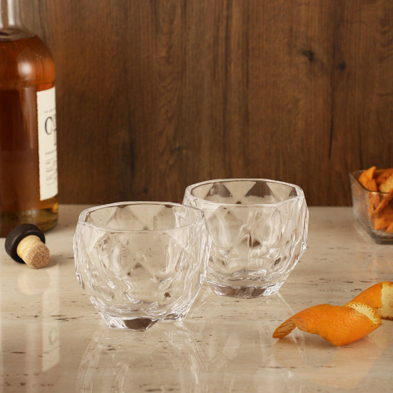 Wavy Whiskey Glass Set Of 2 - The Decor Mart 