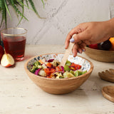 Wooden Small Salad Bowl -Spring Meadow - The Decor Mart 