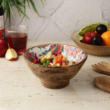 Wooden Meena Salad Bowl - Multicoloured - The Decor Mart 