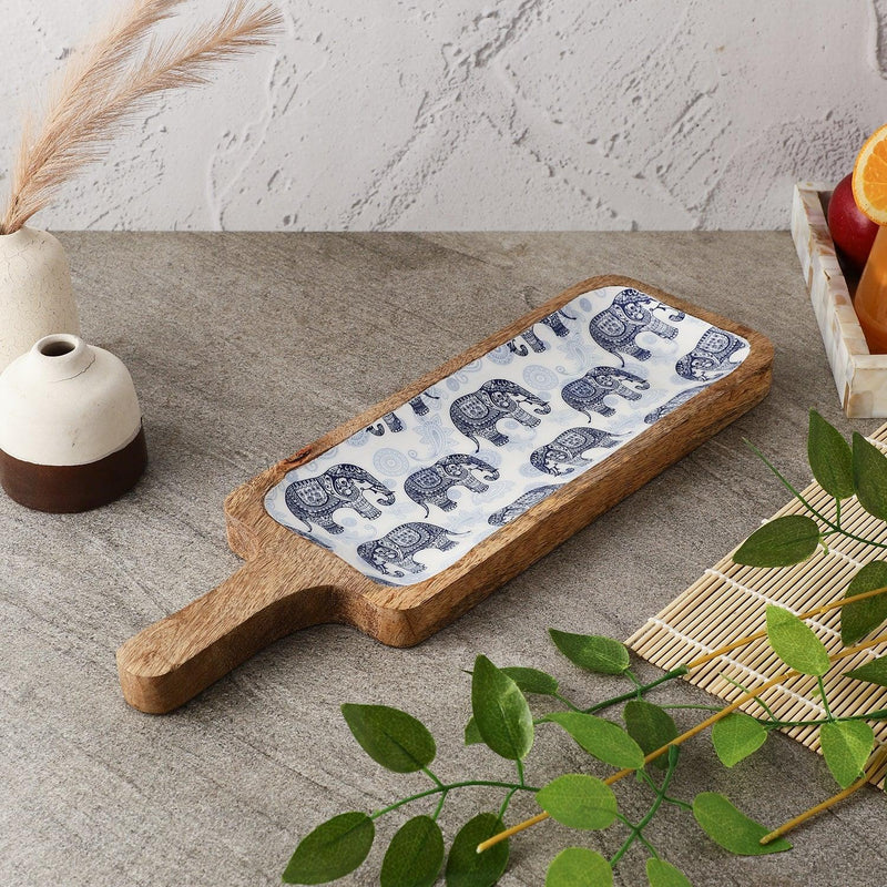 Wooden Paddle Shaped Platter- Royal Elephant - The Decor Mart 