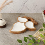 Wooden Tri Leaf Serving Platter - White - The Decor Mart 