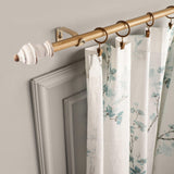 White Distressed Vintage Wooden Finial Extendable Single Curtain Rod Beige 19MM (Hardware Included) - The Decor Mart 