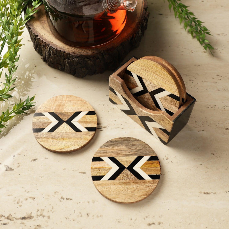 Wooden Linear Coaster- Set Of 4 - The Decor Mart 